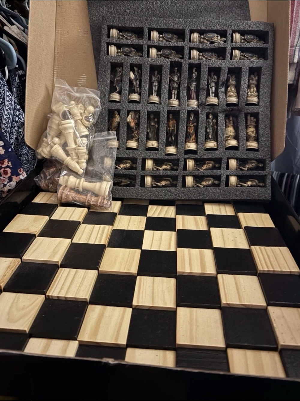 Ambrizzola Chess Set Medieval Skeleton Theme. Multi layer board.